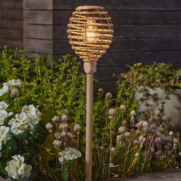Garden Mile 2 Pack Rattan Effect Solar LED Stake Light - Size: 70 x 15 x 15cm - Brown - Wilko - thumbnail 5
