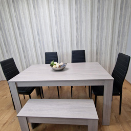 Kosy Koala 6 Seater Metal Arrow Design Dining Bench Set Grey and Black - Portland - Wilko - thumbnail 7