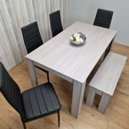 Kosy Koala 6 Seater Metal Arrow Design Dining Bench Set Grey and Black - Portland - Wilko - thumbnail 1