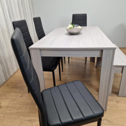 Kosy Koala 6 Seater Metal Arrow Design Dining Bench Set Grey and Black - Portland - Wilko - thumbnail 4