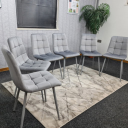 Denver Set of 6 Grey Velvet Dining Chairs - Wilko - thumbnail 6