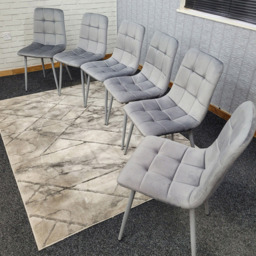 Denver Set of 6 Grey Velvet Dining Chairs - Wilko - thumbnail 5