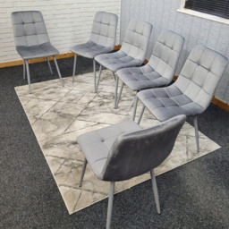 Denver Set of 6 Grey Velvet Dining Chairs - Wilko - thumbnail 3
