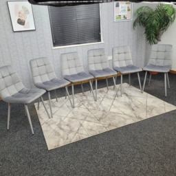 Denver Set of 6 Grey Velvet Dining Chairs - Wilko - thumbnail 7