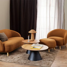 Florence Soli Round Black and Oak Coffee Table - Size: 40 x 85 x 85cm - Multi - Furniture To Go - Wilko - thumbnail 7