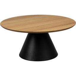 Florence Soli Round Black and Oak Coffee Table - Size: 40 x 85 x 85cm - Multi - Furniture To Go - Wilko - thumbnail 3