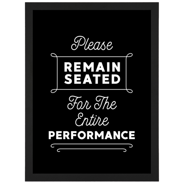 Artery8 Remain Seated Funny Toilet Sign Framed Wall Art Print 21 x 29.7cm - Size: 32.3 x 23.4 x 1.5cm - Black - Wilko - image 1