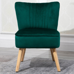 Portland Green Velvet Accent Chair - Size: Single - Wilko - thumbnail 1