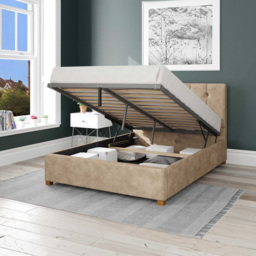 Aspire Hepburn Single Beige Kimiyo Linen Ottoman Bed - Cream - Aspire Beds - Wilko - thumbnail 3