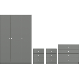 Seconique Denver 3 Door Wardrobe Grey Gloss Bedroom Furniture Set - Size: 175 x 112 x 48cm - Wilko - thumbnail 3