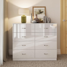 FWStyle Chilton 8 Drawer White Gloss Chest of Drawers - Wilko - thumbnail 6