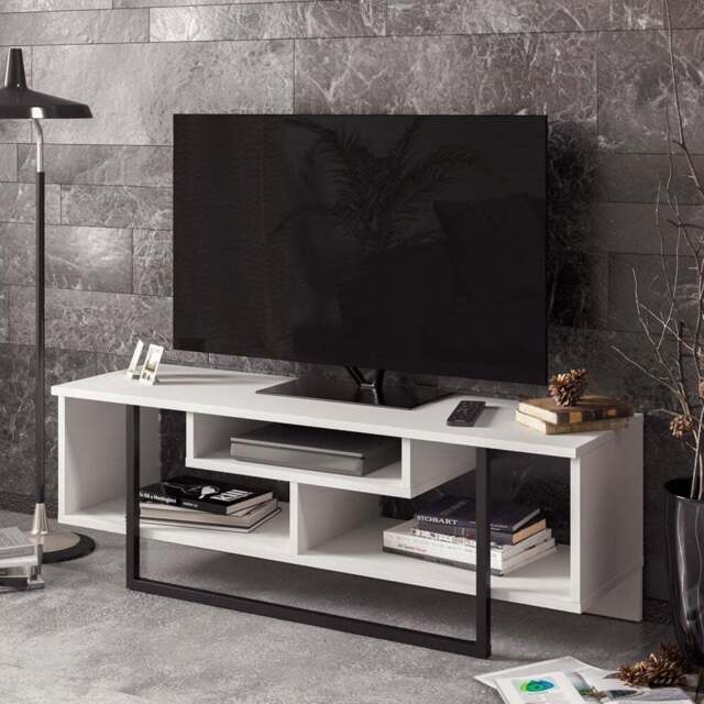 Decorotika Asal White and Black Wide TV Unit - Size: 40 x 120 x 35.2cm - Multi - Wilko - image 1
