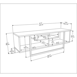 Decorotika Asal White and Black Wide TV Unit - Size: 40 x 120 x 35.2cm - Multi - Wilko - thumbnail 5