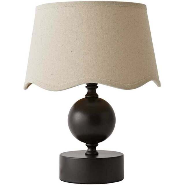 ValueLights Anthony Linen Scallop Shade Candlestick LED Table Lamp with Bulb - Size: 32 x 25 x 25cm - Brown - Wilko - image 1
