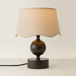 ValueLights Anthony Linen Scallop Shade Candlestick LED Table Lamp with Bulb - Size: 32 x 25 x 25cm - Brown - Wilko - thumbnail 5