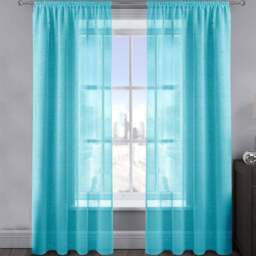 Velosso Alessandria Teal Shimmer Voile Panel Curtain 137 x 137cm - Size: W 137 x D 137cm - Blue - Wilko