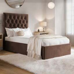 Flair Milan Single Brown Velvet Lift-Up Ottoman Bed - Wilko - thumbnail 1