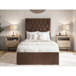 Flair Milan Single Brown Velvet Lift-Up Ottoman Bed - Wilko - thumbnail 6