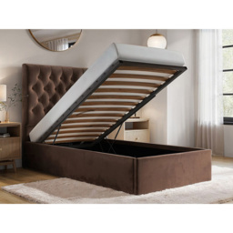 Flair Milan Single Brown Velvet Lift-Up Ottoman Bed - Wilko - thumbnail 5