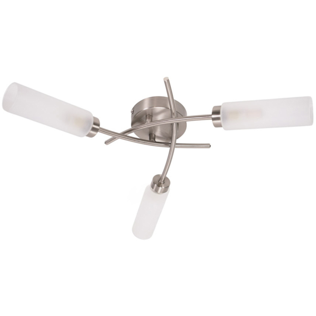 ValueLights Maya Brushed Chrome 3 Way Curved Cross Over Flush LED Ceiling Light - Size: 10 x 41 x 43cm - Silver - Wilko - image 1