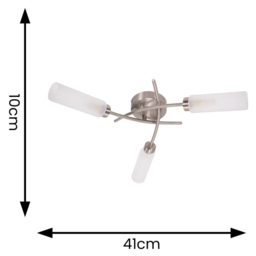 ValueLights Maya Brushed Chrome 3 Way Curved Cross Over Flush LED Ceiling Light - Size: 10 x 41 x 43cm - Silver - Wilko - thumbnail 6