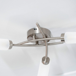ValueLights Maya Brushed Chrome 3 Way Curved Cross Over Flush LED Ceiling Light - Size: 10 x 41 x 43cm - Silver - Wilko - thumbnail 5