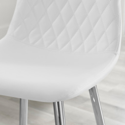 Furniturebox Solara White Faux Leather Silver Legs Counter Stools Set of 2 - Wilko - thumbnail 3