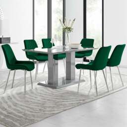 Furniturebox Molini Cesano 6 Seater Dining Set Grey Gloss Green and Chrome - Wilko - thumbnail 1