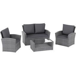 Garden Vida Mylor 4 Seater Grey PE Rattan Garden Lounge Set with Cover - Wilko - thumbnail 3