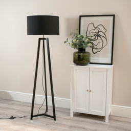 ValueLights Lottie Black and Gold Drum Shade Black Wood Tripod LED Floor Lamp - Size: 148 x 45 x 45cm - Wilko - thumbnail 4