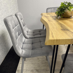 Kosy Koala 6 Seater Velvet Wooden Dining Set with Bench Grey - Multi - Wilko - thumbnail 4