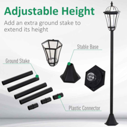 Outsunny 2 Pack Black LED Solar Powered Lamp Post Lights - Size: 18.5 x 18.5 x 129cm - Wilko - thumbnail 7