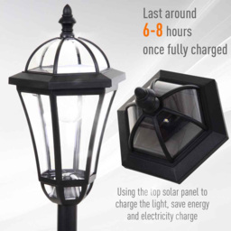 Outsunny 2 Pack Black LED Solar Powered Lamp Post Lights - Size: 18.5 x 18.5 x 129cm - Wilko - thumbnail 6