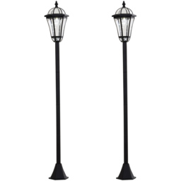 Outsunny 2 Pack Black LED Solar Powered Lamp Post Lights - Size: 18.5 x 18.5 x 129cm - Wilko