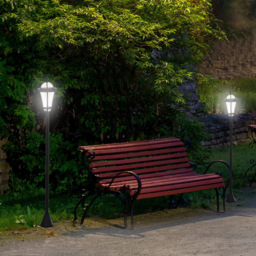 Outsunny 2 Pack Black LED Solar Powered Lamp Post Lights - Size: 18.5 x 18.5 x 129cm - Wilko - thumbnail 3