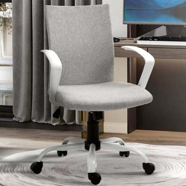 Portland Light Grey Linen Swivel Office Chair - Size: 61 x 61 x 99cm - Wilko - image 1