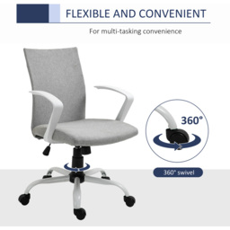 Portland Light Grey Linen Swivel Office Chair - Size: 61 x 61 x 99cm - Wilko - thumbnail 5