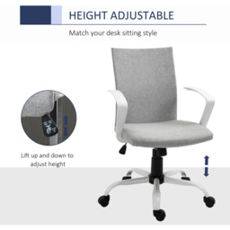 Portland Light Grey Linen Swivel Office Chair - Size: 61 x 61 x 99cm - Wilko - thumbnail 7