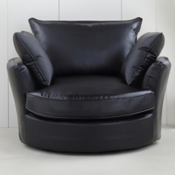 Fairburn Black Bonded Leather Swivel Cuddle Chair - Size: Single - Artemis Home - Wilko