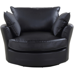 Fairburn Black Bonded Leather Swivel Cuddle Chair - Size: Single - Artemis Home - Wilko - thumbnail 3