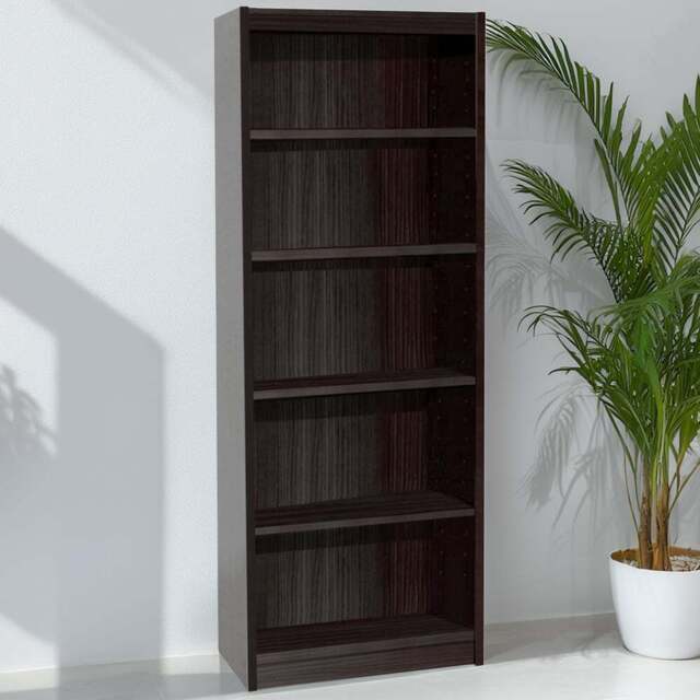 R White Cabinets 5 Shelf Black Wide Tall Bookcase - Size: 182.8 x 60 x 36.6cm - Wilko - image 1