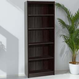 R White Cabinets 5 Shelf Black Wide Tall Bookcase - Size: 182.8 x 60 x 36.6cm - Wilko
