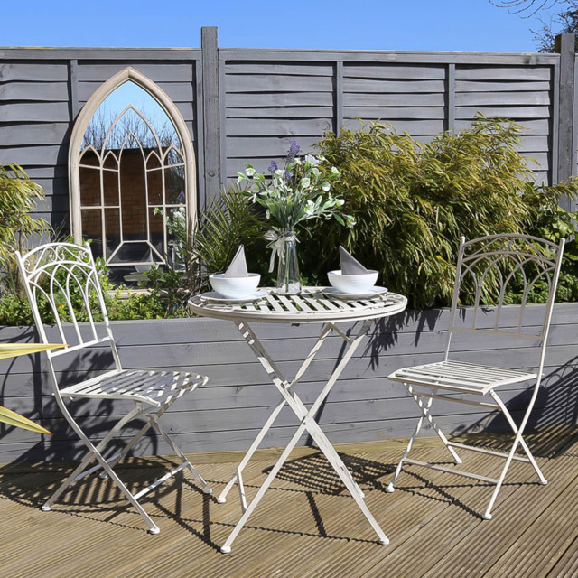 Charles Bentley Wrought Iron 2 Seater Bistro Set White - Wilko - image 1