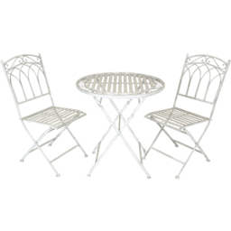 Charles Bentley Wrought Iron 2 Seater Bistro Set White - Wilko - thumbnail 3