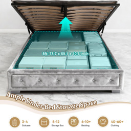 Brooklyn King Size Grey Crushed Velvet Diamante Ottoman Bed - Wilko - thumbnail 6
