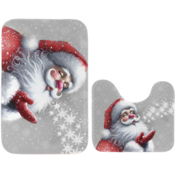 Noel Square Grey Santa Kiss Xmas Bath Set 2 Piece - Size: 50 x 80 x 1cm - Wilko