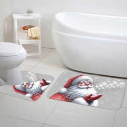 Noel Square Grey Santa Kiss Xmas Bath Set 2 Piece - Size: 50 x 80 x 1cm - Wilko - thumbnail 3