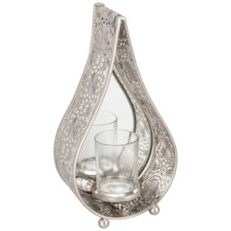 Silver Teardrop Candle Lantern - Size: 11 x 37 x 19cm - Wilko - thumbnail 1