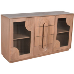 IH Design Jodhpur 3 Door Solid Wooden Extra Large Sideboard - Size: 85 x 150 x 40cm - Brown - Wilko - thumbnail 5