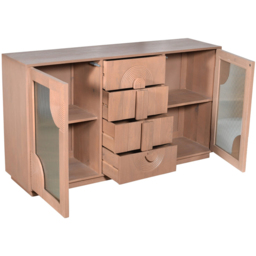 IH Design Jodhpur 3 Door Solid Wooden Extra Large Sideboard - Size: 85 x 150 x 40cm - Brown - Wilko - thumbnail 6
